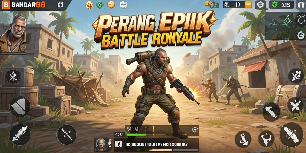 Tampilan gameplay mendebarkan di BANDAR88 saat bertarung di arena.