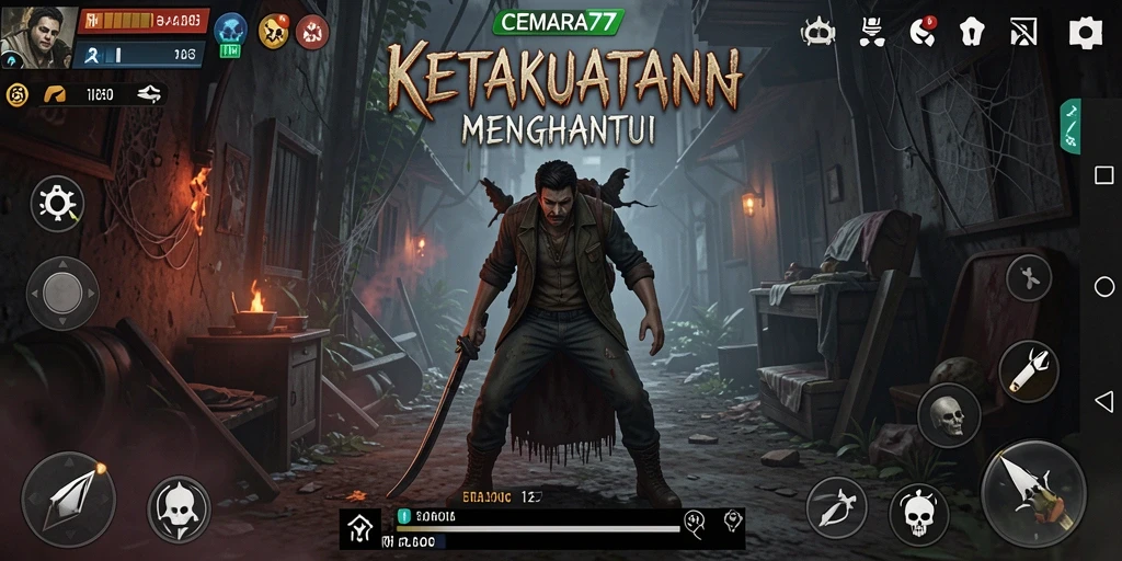 Tampilan gameplay menakutkan di CEMARA77 dengan suasana mencekam.
