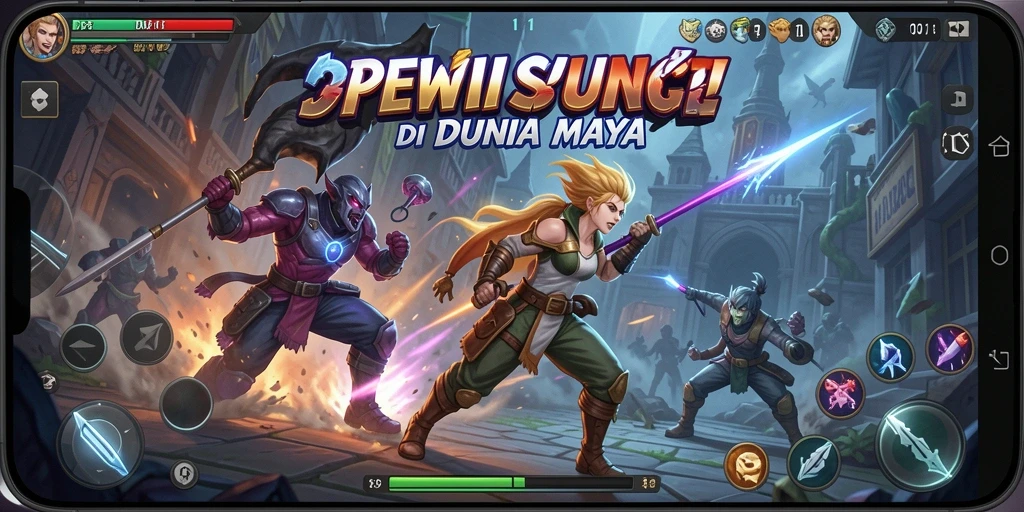 Tampilan pertarungan epik dalam DEWI11 dengan karakter yang dinamis.