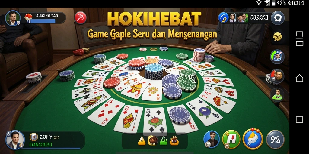 Tampilan gameplay HOKIHEBAT dengan suasana bermain Gaple yang seru.