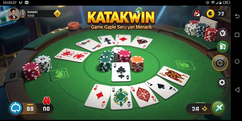 Tampilan gameplay seru dalam KATAKWIN yang menampilkan pertarungan Gaple.
