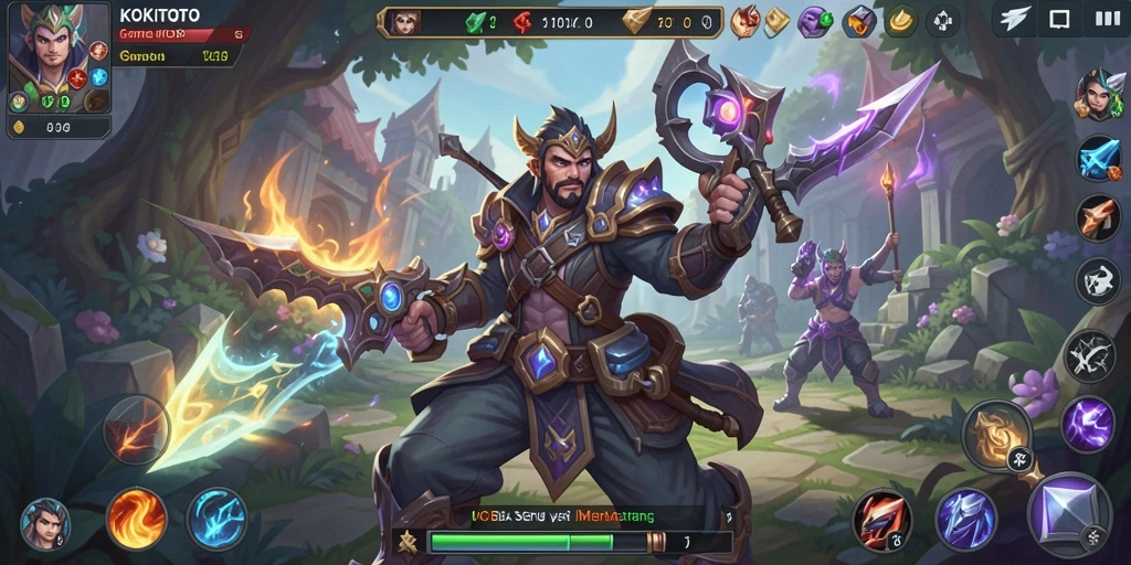 Tampilan gameplay seru dalam KOKITOTO dengan pertarungan intens antar tim.