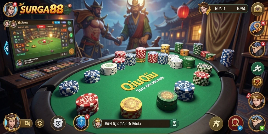 Menampilkan gameplay seru QiuQiu dalam SURGA88.
