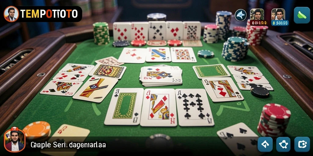 Screenshot gameplay TEMPOTOTO dengan tampilan kartu Gaple yang menarik.