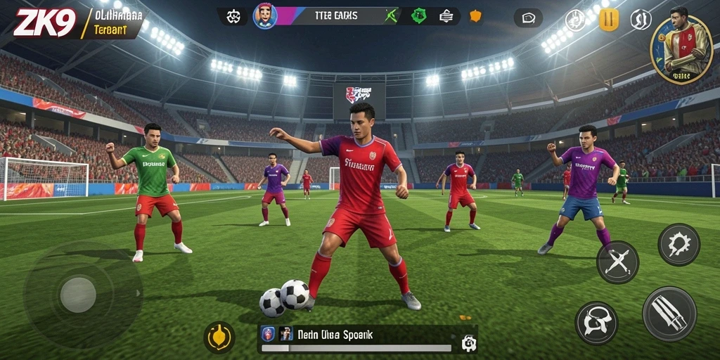 Gameplay ZK9 yang seru dengan aksi olahraga yang mendebarkan.